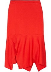 Victoria Beckham Woman Asymmetric Crepe Skirt Tomato Red