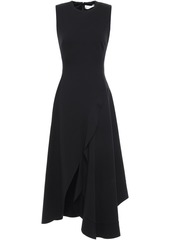 Victoria Beckham Woman Asymmetric Ruffled Cady Midi Dress Black