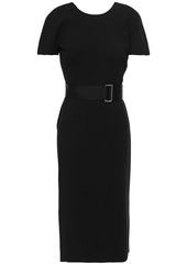 Victoria Beckham Woman Belted Cutout Bonded Crepe Dress Black