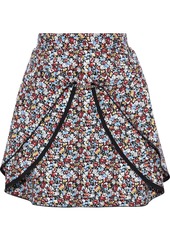 Victoria Beckham Woman Chain-trimmed Draped Floral-print Crepe Mini Skirt Black