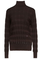 Victoria Beckham - Checked wool and silk-blend turtleneck sweater - Brown - M