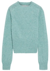 Victoria Beckham Woman Cropped Mélange Brushed-wool Sweater Jade