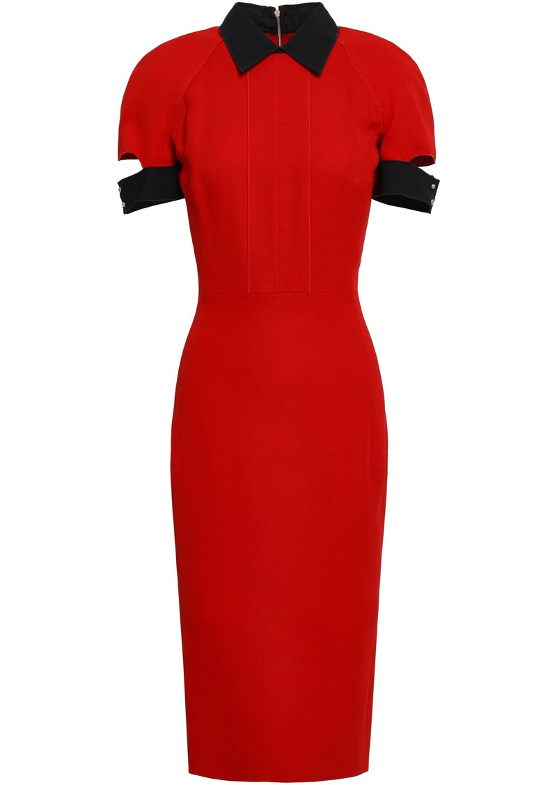 Victoria Beckham Woman Cutout Wool And Silk-blend Crepe Dress Red