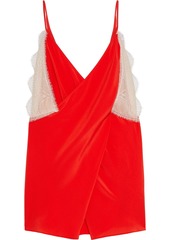 Victoria Beckham Woman Draped Lace-trimmed Silk Crepe De Chine Camisole Red