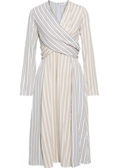Victoria Beckham - Draped striped crepe de chine midi dress - Multicolor - UK 6