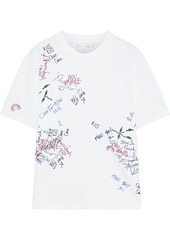 Victoria Beckham Woman Embroidered Cotton-jersey T-shirt White