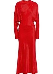 Victoria Beckham Woman Open-back Satin-twill Maxi Dress Tomato Red