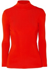 Victoria Beckham Woman Open-back Stretch-knit Turtleneck Top Tomato Red