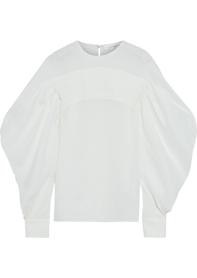 Victoria Beckham - Pintucked jacquard blouse - White - UK 6