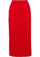 Victoria Beckham Woman Plissé Wool Midi Skirt Red