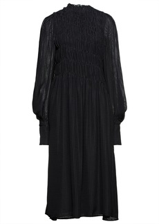 Victoria Beckham - Shirred checked jacquard midi dress - Black - UK 10