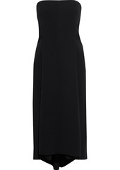 Victoria Beckham Woman Strapless Sequined Tulle-paneled Crepe Midi Dress Black