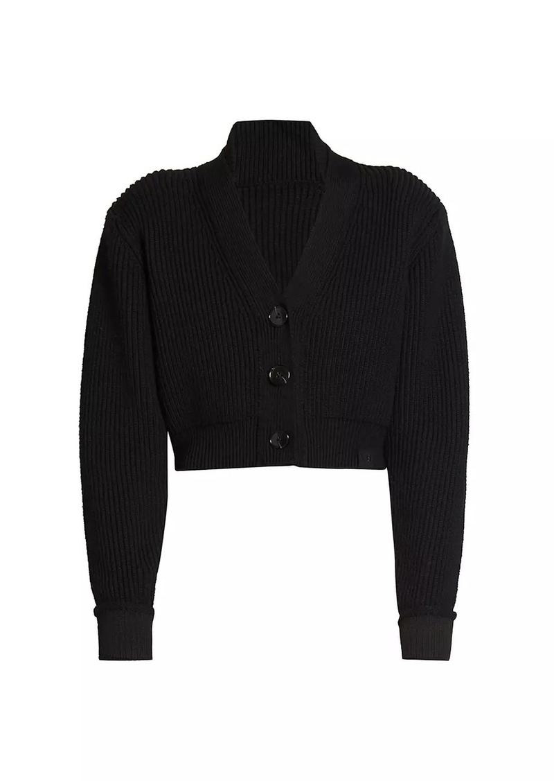 Victoria Beckham Wool-Blend V-Neck Crop Cardigan