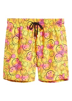 Smiley(R) x Andre Vilebrequin Recycled Nylon Swim Shorts in 105-Orange/Yellow/Pink at Nordstrom