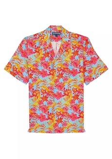 Vilebrequin Tahiti Flower Linen Camp Shirt