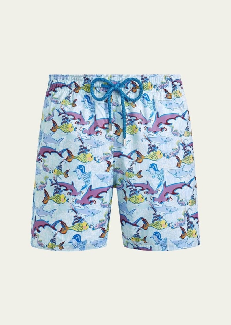 Vilebrequin Men's Allover Fish-Print Swim Shorts