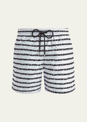 Vilebrequin Men's Micro-Turtle Striped Swim Shorts