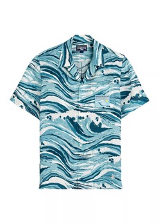 Vilebrequin Wave Linen Short-Sleeve Shirt