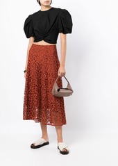 Vince A-line lace-embroidered skirt