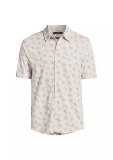 Vince Abstract Daisies Cotton Button-Front Shirt