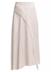 Vince Asymmetric Fringe Midi-Skirt