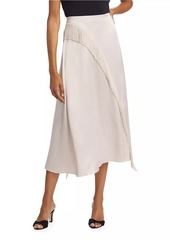 Vince Asymmetric Fringe Midi-Skirt