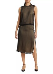 Vince Beaded Border Sheer Knee Length-Skirt