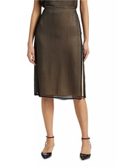 Vince Beaded Border Sheer Knee Length-Skirt