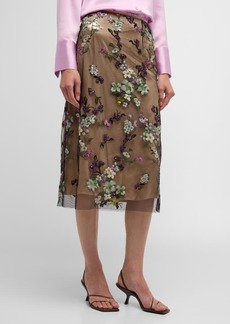 Vince Begonia Sequined Overlay Midi Skirt