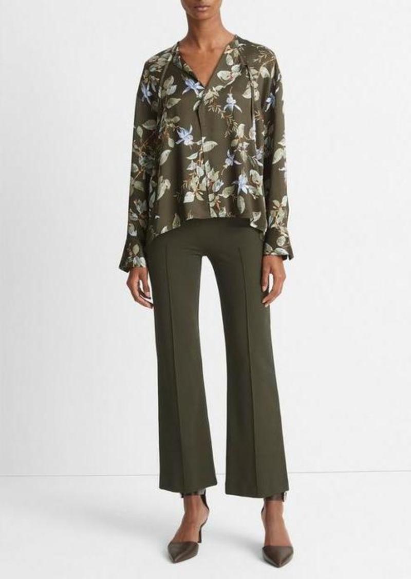 Vince Bellflower Silk Draped Tie-Neck Blouse