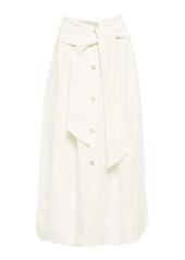 Vince Belted linen-blend midi skirt