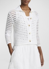 Vince Block Stitch 3/4-Sleeve Cotton Jacket