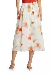 Vince Blurred Poppy Easy Midi-Skirt