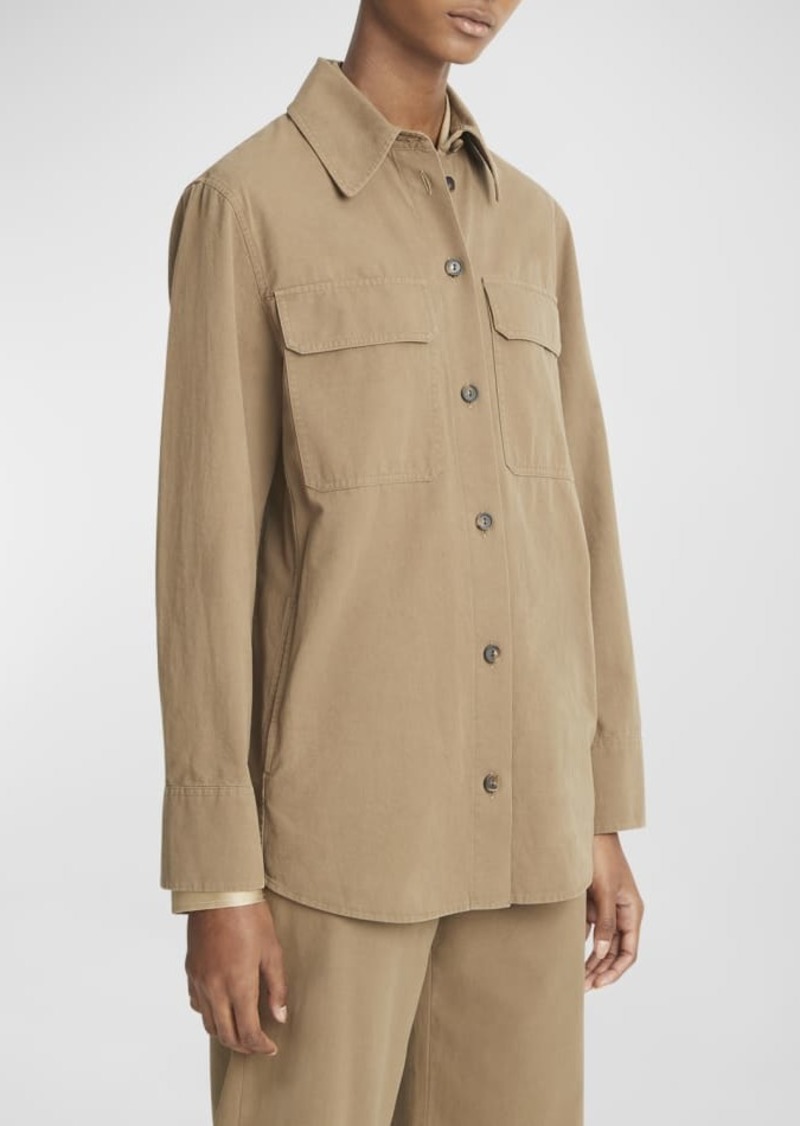 Vince Button-Front Washed Cotton Shirt Jacket