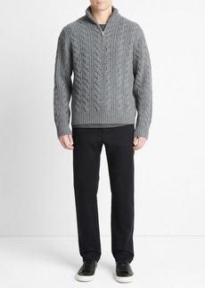 Vince Cable-Knit Wool Quarter-Zip Sweater
