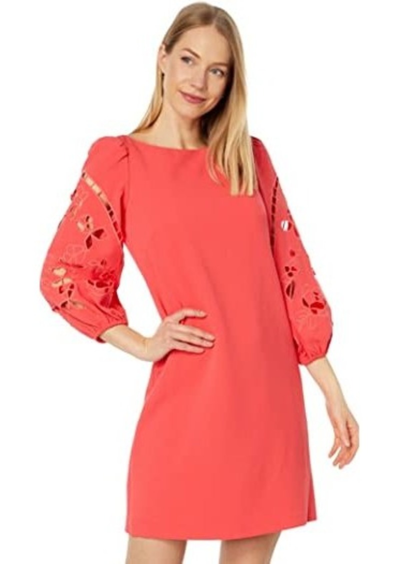 Vince Camuto 3/4 Sleeve Signature Crepe Shift Dress with Embroidered Cutout