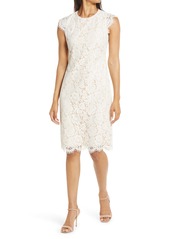 Vince Camuto Cap Sleeve Lace Sheath Dress in Ivory at Nordstrom