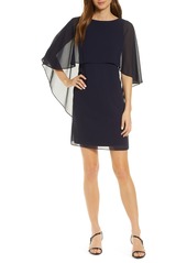Vince Camuto Chiffon Cape Cocktail Dress in Navy at Nordstrom