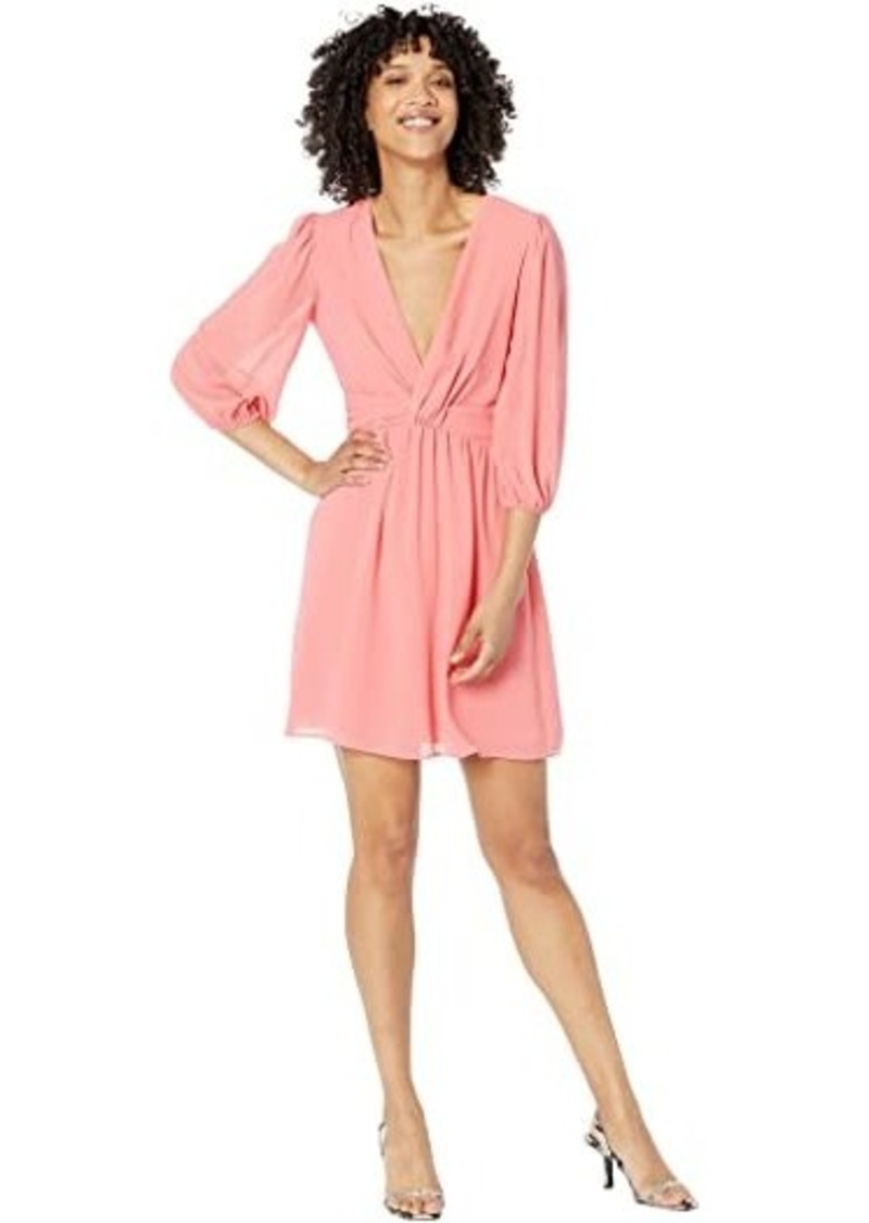 Vince Camuto Chiffon Twist Front Balloon Sleeve Fit-and-Flare