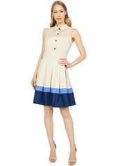 Vince Camuto Cotton Poplin Shirt Collar Dress Fit-and-Flare with Buttons