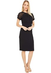 Vince Camuto Crepe Bodycon with Short Sleeve Chiffon Bodice