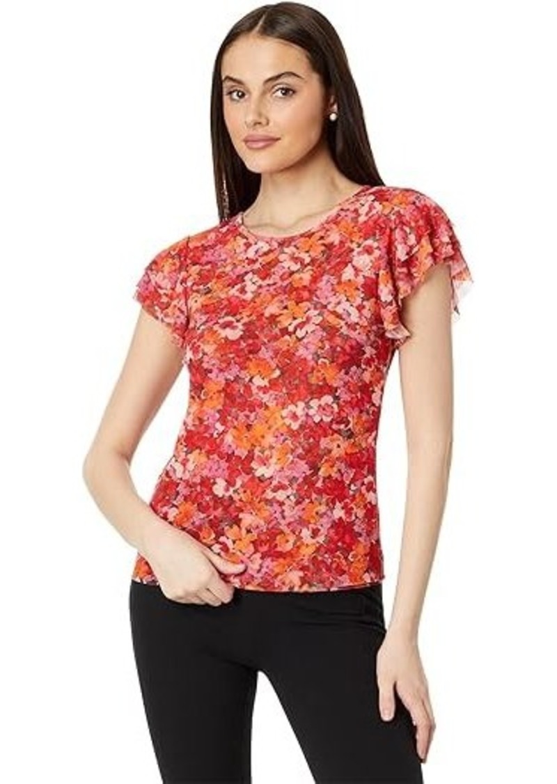 Vince Camuto Crew Neck Blouse W Ruffle Sleeves