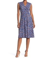 Vince Camuto Ditsy Print Ruched Fit & Flare Midi Dress