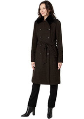 Vince Camuto Double-Breasted Belted Wool Coat with Faux Fur Collar V20731-ME