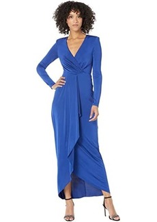 Vince Camuto Draped Front Gown with High-Low Skirt