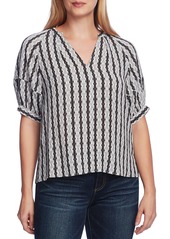 Vince Camuto Elbow Bubble Sleeve Starburst Top