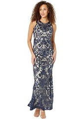 Vince Camuto Embroidered Sleeves Gown