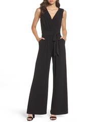 Vince Camuto Faux Wrap Jersey Jumpsuit in Black at Nordstrom