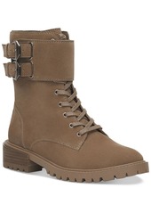 Vince Camuto Fawdry Womens Suede Buckle Combat & Lace-up Boots