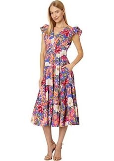 Vince Camuto Floral Smocked Waist Midi